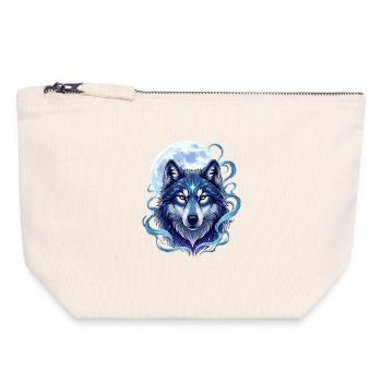 Loup - Pochette zippée en toile 18 x 19 cm - blanc naturel - Devant