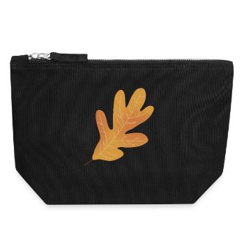 Herbst Eichenblatt Illustration - Canvas Reißverschluss-Täschchen (18 x 19 cm) - Schwarz - Vorne