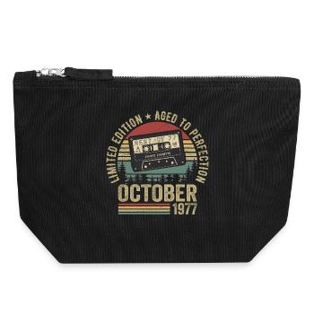 Vintage Car October 1977 Birthday Gift October - Canvas Zip Pouch 18 x 19 cm - black - Front