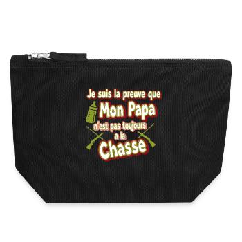 Humour Paternité Papa La Chasse - Pochette zippée en toile 18 x 19 cm - noir - Devant