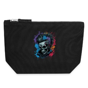 Punk zombie arc-en-ciel - Pochette zippée en toile 18 x 19 cm - noir - Devant