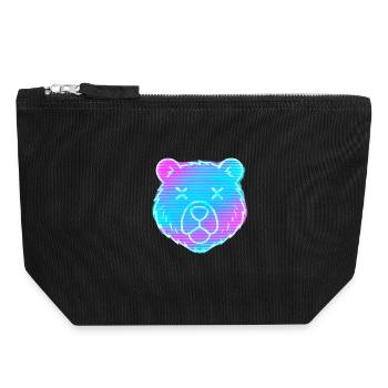 Neon Bärenkopf Gradient - Canvas Reißverschluss-Täschchen (18 x 19 cm) - Schwarz - Vorne