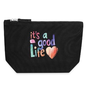 it's a good life - Canvas Zip Pouch 18 x 19 cm - black - Front