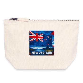 Conception du drapeau de la Nouvelle-Zélande - Pochette zippée en toile 18 x 19 cm - blanc naturel - Devant