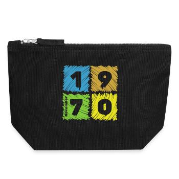 55. Geburtstag Farbige Patches since 11/1970 - Canvas Zip Pouch 18 x 19 cm - black - Front