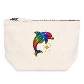 Rainbow Shining Dolphin of the Stars - Canvas Zip Pouch 18 x 19 cm - nature - Front