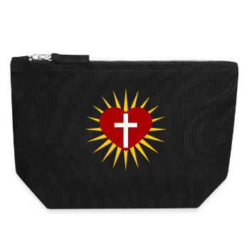 Kreuz - Canvas Reißverschluss-Täschchen (18 x 19 cm) - Schwarz - Vorne