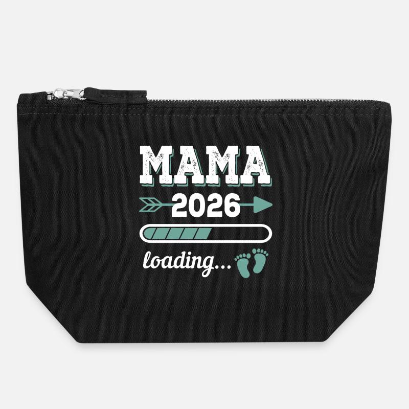 Maman 2026 Loading Idée cadeau pour maman enceinte - Pochette zippée en toile 18 x 19 cm - noir