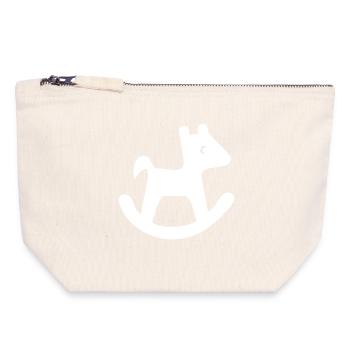 Rocking horse silhouette - Canvas Zip Pouch 18 x 19 cm - nature - Front