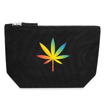 Cannabis / Marihuana / Hanf (Rainbow / Verlauf) - Canvas Reißverschluss-Täschchen (18 x 19 cm) - Schwarz - Vorne