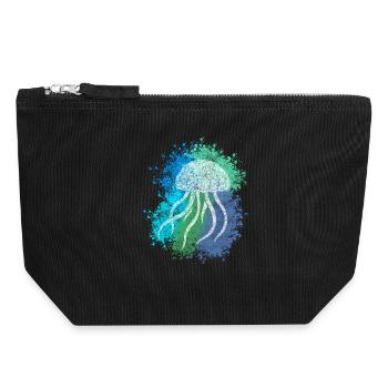Méduse Zentangle - Pochette zippée en toile 18 x 19 cm - noir - Devant