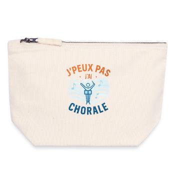 J'peux pas j'ai chorale - Pochette zippée en toile 18 x 19 cm - blanc naturel - Devant