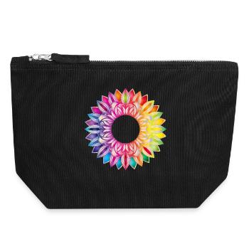 Bunter Blütenrahmen – florales Mandala Design - Canvas Reißverschluss-Täschchen (18 x 19 cm) - Schwarz - Vorne