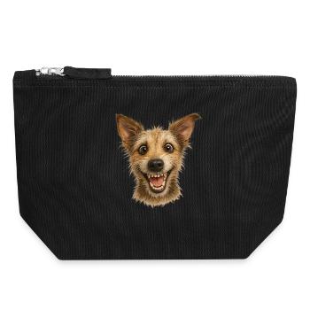 Wahnsinnig fröhlicher Hundekopf - Canvas Reißverschluss-Täschchen (18 x 19 cm) - Schwarz - Vorne