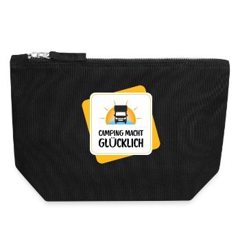 Le camping vous rend heureux – conception de camping-car - Pochette zippée en toile 18 x 19 cm - noir - Devant