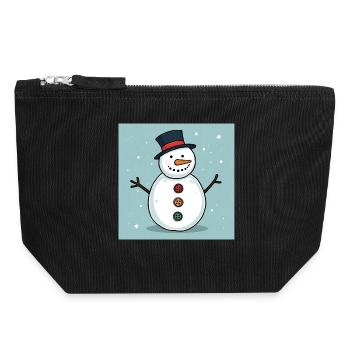 Bunter Schneemann mit Knöpfen - Canvas Reißverschluss-Täschchen (18 x 19 cm) - Schwarz - Vorne