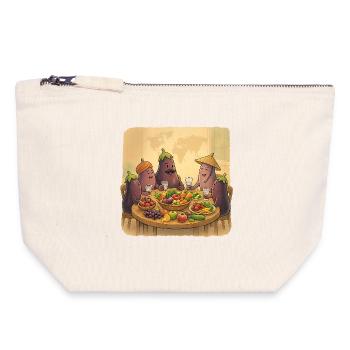 La société de l’aubergine à la table festive - Pochette zippée en toile 18 x 19 cm - blanc naturel - Devant