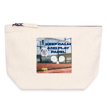 Reste calme et joue au padel - Pochette zippée en toile 18 x 19 cm - blanc naturel - Devant
