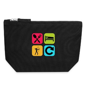 Eat Sleep Archery Repeat Funny Quote Sport - Canvas Zip Pouch 18 x 19 cm - black - Front