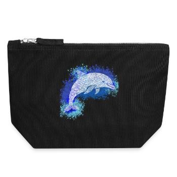 Zentangle Dolphin - Pochette zippée en toile 18 x 19 cm - noir - Devant