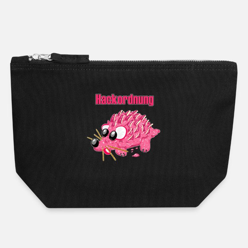 Mettigel Cartoon – Funny pecking order - Canvas Zip Pouch 18 x 19 cm - black