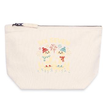67 Six Seven Basket Meme Gen Alpha Drôle - Pochette zippée en toile 18 x 19 cm - blanc naturel - Devant
