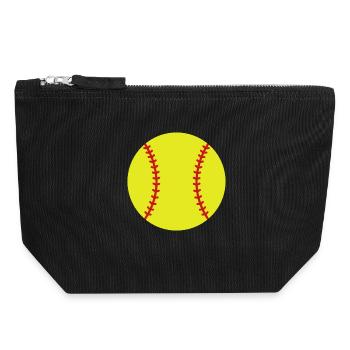 Softball - Canvas Reißverschluss-Täschchen (18 x 19 cm) - Schwarz - Vorne