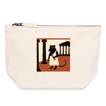 Roman Rat in Toga In Antiquity - Canvas Zip Pouch 18 x 19 cm - nature - Front