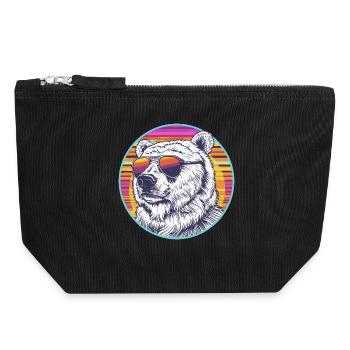 Polar Bär Retro Sonnenbrille - Canvas Reißverschluss-Täschchen (18 x 19 cm) - Schwarz - Vorne