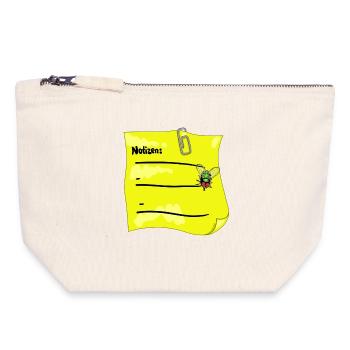 Yellow Notepad – Paper Clip & Fake Bow Tie - Canvas Zip Pouch 18 x 19 cm - nature - Front