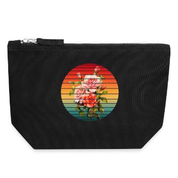 FLEUR DE PRINTEMPS VINTAGE - Pochette zippée en toile 18 x 19 cm - noir - Devant
