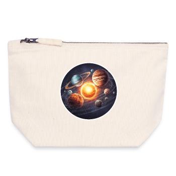 Astronomie Graphique Orbite des planètes du système solaire dans l’espace - Pochette zippée en toile 18 x 19 cm - blanc naturel - Devant