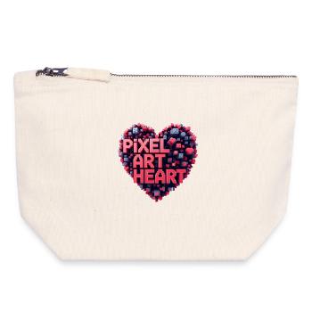 Pixel Art Heart Collage - Canvas Zip Pouch 18 x 19 cm - nature - Front