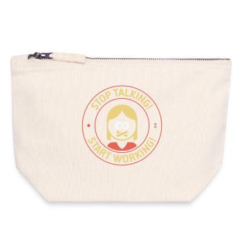 Stop Talking! Start Working! (Woman / 3C) - Canvas Zip Pouch 18 x 19 cm - nature - Front