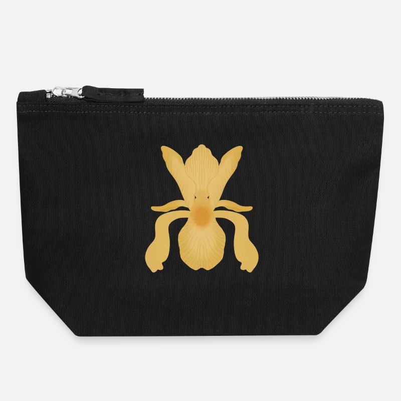 Floraison d’Iris doré - Pochette zippée en toile 18 x 19 cm - noir
