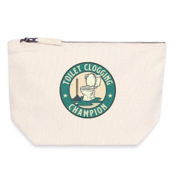Toilet Clogging Champion Bold Bathroom Humor - Canvas Zip Pouch 18 x 19 cm - nature - Front