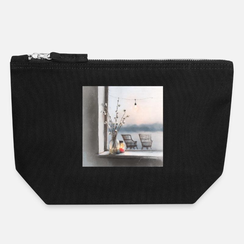 A quiet place by the water - Canvas Zip Pouch 18 x 19 cm - black