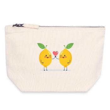 Kuschelige Limonenliebe - Canvas Reißverschluss-Täschchen (18 x 19 cm) - Naturweiß - Vorne