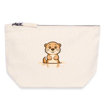 otter coming out of the water - Canvas Zip Pouch 18 x 19 cm - nature - Front