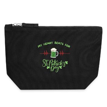 MY HEART BEATS FOR St PATRICK'S DAY - Pochette zippée en toile 18 x 19 cm - noir - Devant