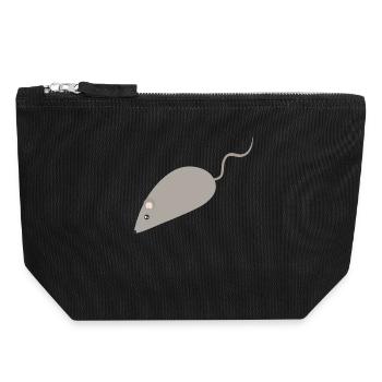 Croquis minimaliste de la souris grise - Pochette zippée en toile 18 x 19 cm - noir - Devant