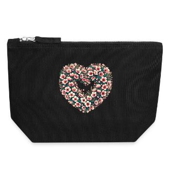 Blossom Heart Blumenwappen - Canvas Reißverschluss-Täschchen (18 x 19 cm) - Schwarz - Vorne