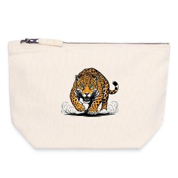 Jaguar Leopard Attack Water Mascot Predator - Canvas Zip Pouch 18 x 19 cm - nature - Front