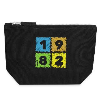 44. Geburtstag Farbige Patches since 04/1982 - Canvas Zip Pouch 18 x 19 cm - black - Front