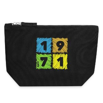 55. Geburtstag Farbige Patches since 04/1971 - Canvas Zip Pouch 18 x 19 cm - black - Front