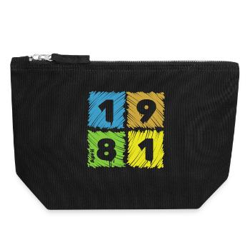45th Birthday Colored Patches since 04/1981 - Canvas Zip Pouch 18 x 19 cm - black - Front