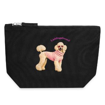 Lieblingsfreund Königspudel im rosa Pullover - Canvas Reißverschluss-Täschchen (18 x 19 cm) - Schwarz - Vorne