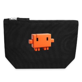 Claude Code Pixel 3D Maskottchen süßer Dev-Aufkleber - Canvas Reißverschluss-Täschchen (18 x 19 cm) - Schwarz - Vorne
