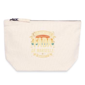Fada de Marseille Humour Marseillais sud Provence - Pochette zippée en toile 18 x 19 cm - blanc naturel - Devant