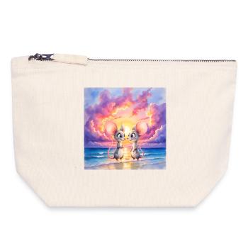 Little mice at sunset on the beach - Canvas Zip Pouch 18 x 19 cm - nature - Front